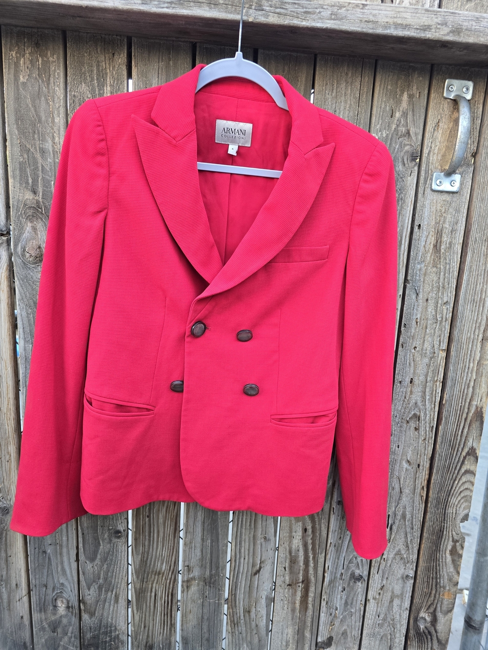 Armani Collezioni Double Breasted Virgin Wool Red Blazer Jacket Size 6